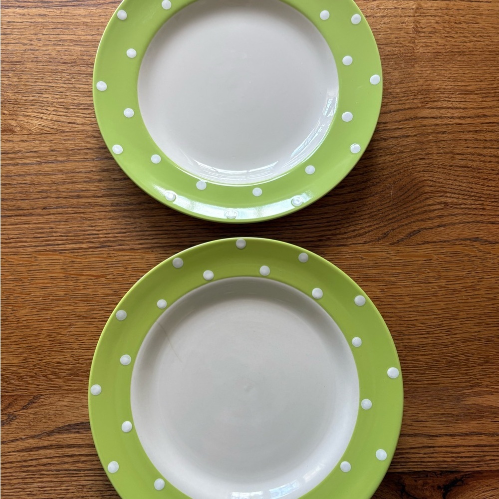 SPODE Baking Days Polka Dot Dinner Plates in Lime Green